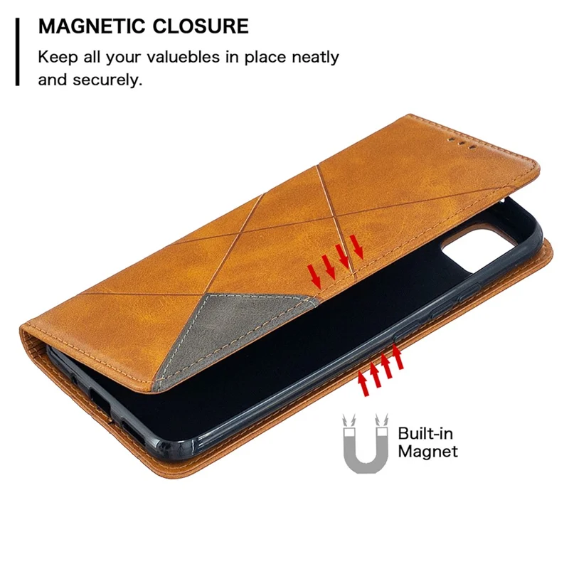 Geometric Pattern Stand Leather with Card Holder Case for Xiaomi Redmi 9C / Redmi 9C NFC - Yellow