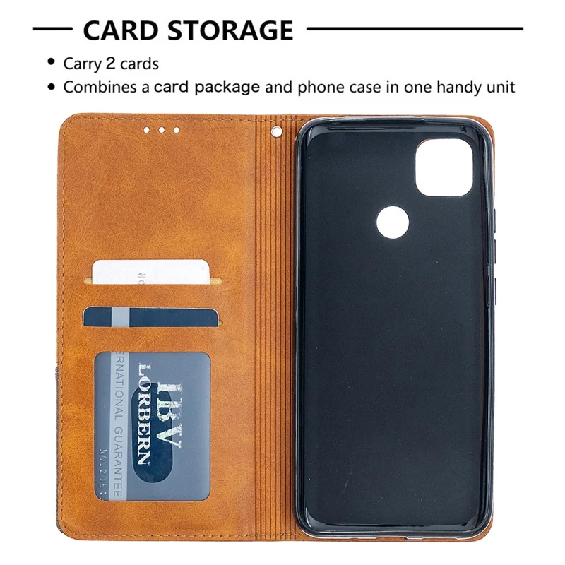 Geometric Pattern Stand Leather with Card Holder Case for Xiaomi Redmi 9C / Redmi 9C NFC - Yellow