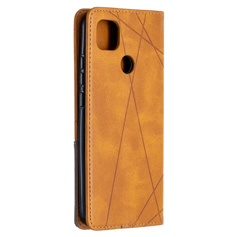 Geometric Pattern Stand Leather with Card Holder Case for Xiaomi Redmi 9C / Redmi 9C NFC - Yellow