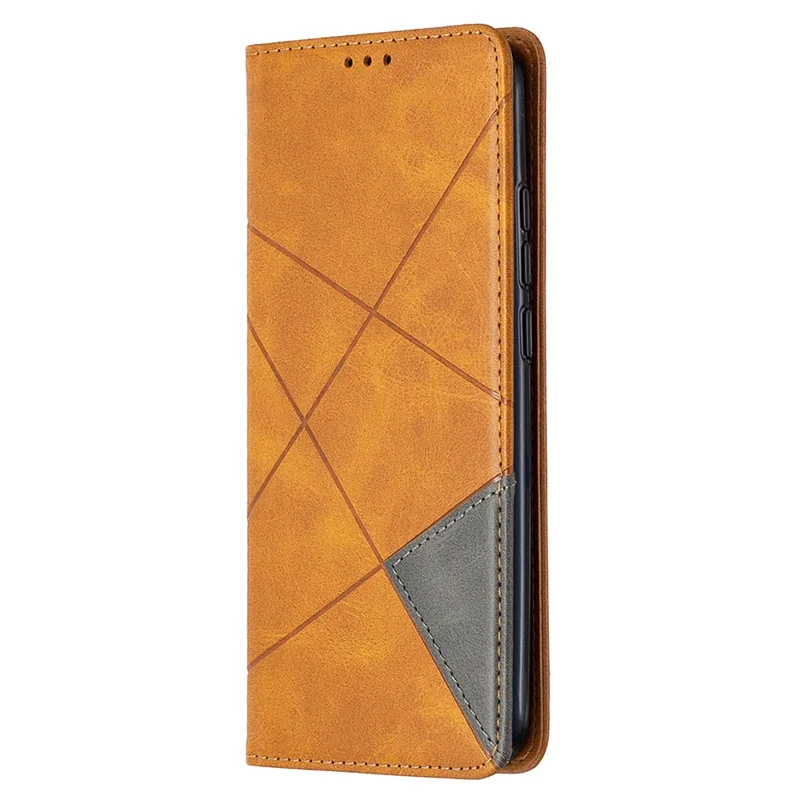 Geometric Pattern Stand Leather with Card Holder Case for Xiaomi Redmi 9C / Redmi 9C NFC - Yellow