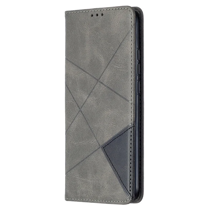 Geometric Pattern Stand Leather with Card Holder Case for Xiaomi Redmi 9C / Redmi 9C NFC - Grey