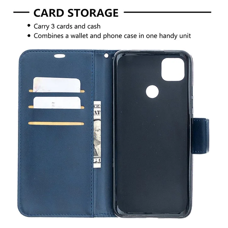 With Wallet Leather with Stand Stylish Case for Xiaomi Redmi 9C/Redmi 9C NFC - Blue