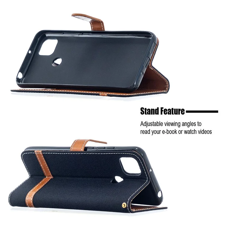 Cover Per Cellulare in Pelle di Jeans a Colori Assortiti Per Xiaomi Redmi 9C/Redmi 9C NFC - Nero