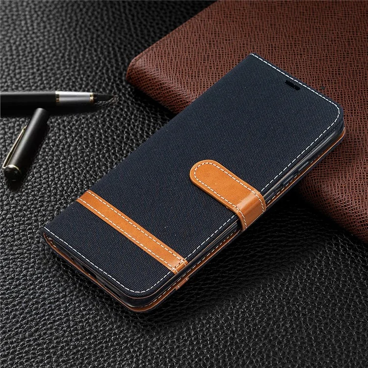 Cover Per Cellulare in Pelle di Jeans a Colori Assortiti Per Xiaomi Redmi 9C/Redmi 9C NFC - Nero