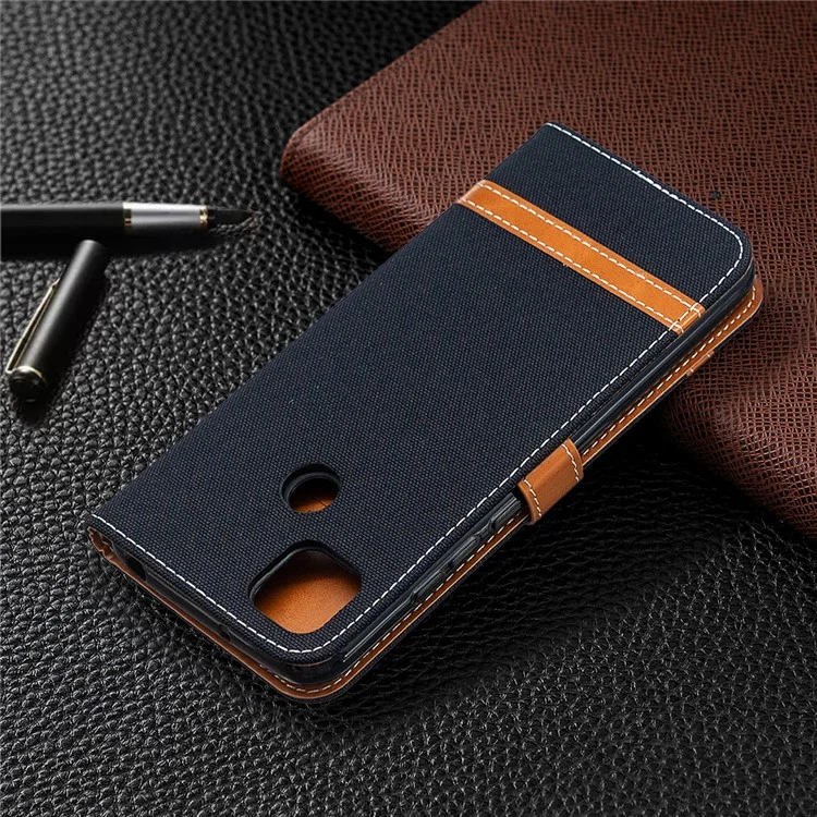 Cover Per Cellulare in Pelle di Jeans a Colori Assortiti Per Xiaomi Redmi 9C/Redmi 9C NFC - Nero