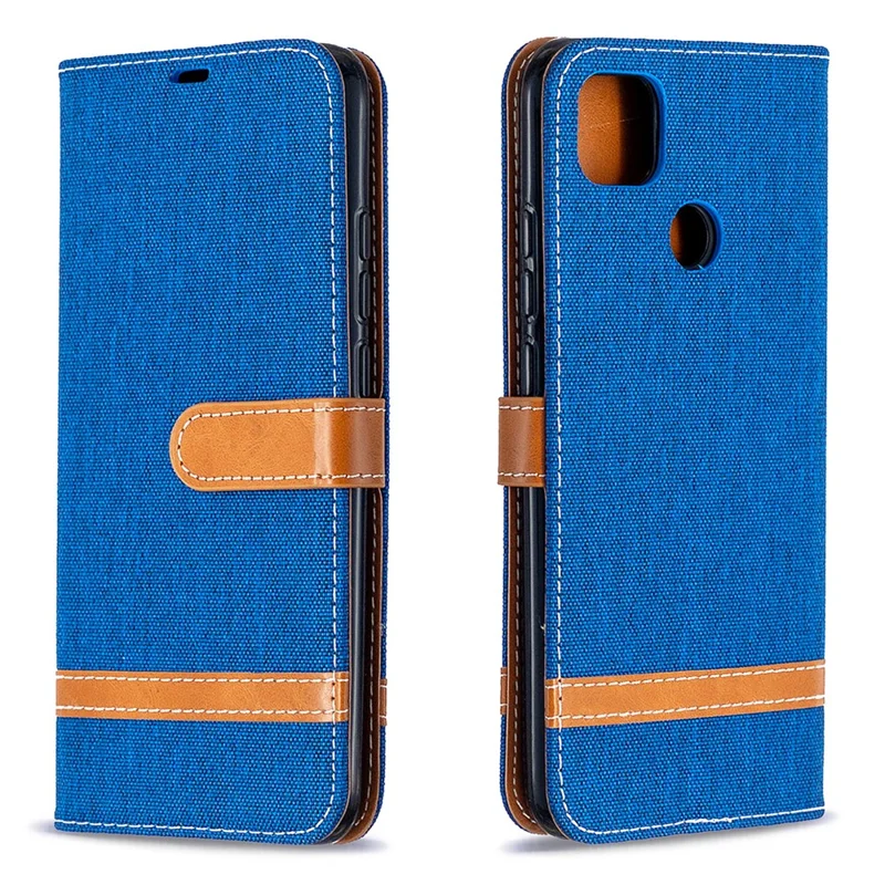 Assorted Color Jeans Cloth Skin Leather Cell Phone Cover for Xiaomi Redmi 9C/Redmi 9C NFC - Baby Blue
