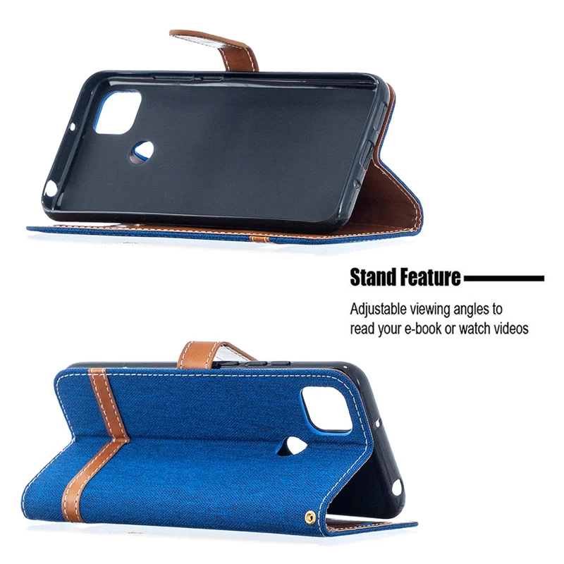 Assorted Color Jeans Cloth Skin Leather Cell Phone Cover for Xiaomi Redmi 9C/Redmi 9C NFC - Baby Blue