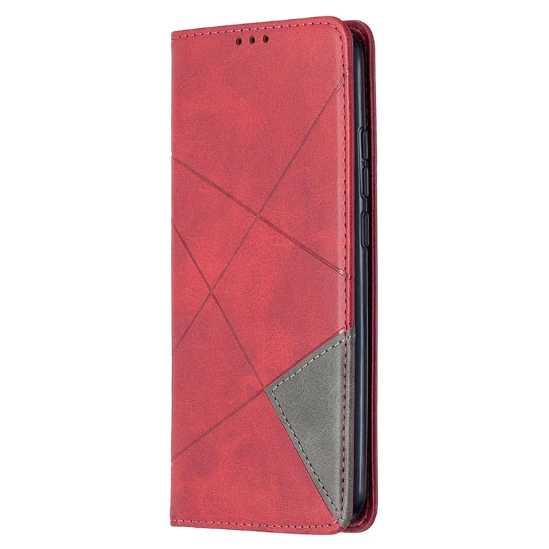 Geometric Pattern Leather with Card Slots Shell for Xiaomi Redmi 9A - Red