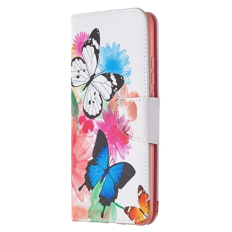 Impresión de Patrones Case Elegante de Cuero de Cuero Para Xiaomi Redmi 9a - Mariposas Vívidas