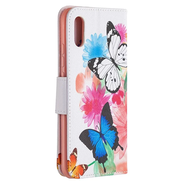 Impresión de Patrones Case Elegante de Cuero de Cuero Para Xiaomi Redmi 9a - Mariposas Vívidas