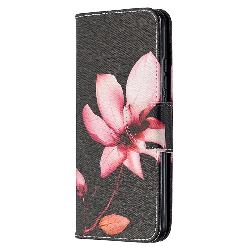 Pattern Printing Wallet Stand Flip Leather Phone Shell for Xiaomi Redmi 9A - Red Flowers
