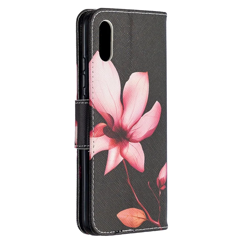 Pattern Printing Wallet Stand Flip Leather Phone Shell for Xiaomi Redmi 9A - Red Flowers