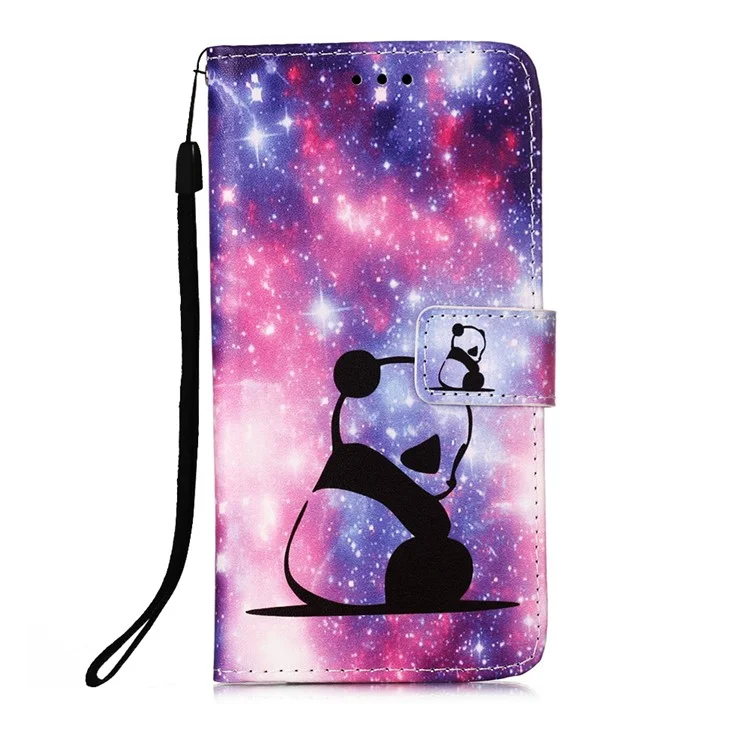 Lederschalen -mode -druckbrieftasche Hülle Mit Lanyard Für Xiaomi Redmi 9A - Trauriger Panda
