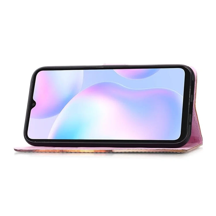 Lederschalen -mode -druckbrieftasche Hülle Mit Lanyard Für Xiaomi Redmi 9A - Trauriger Panda