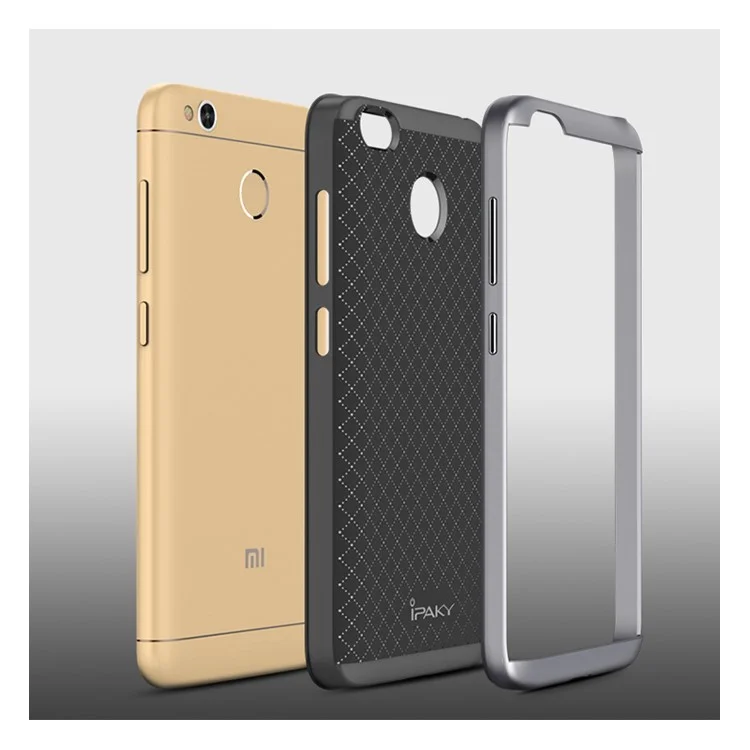IPAKY 2-Piece Hybrid PC Bumper + TPU Back Phone Case for Xiaomi Redmi 4X - Grey