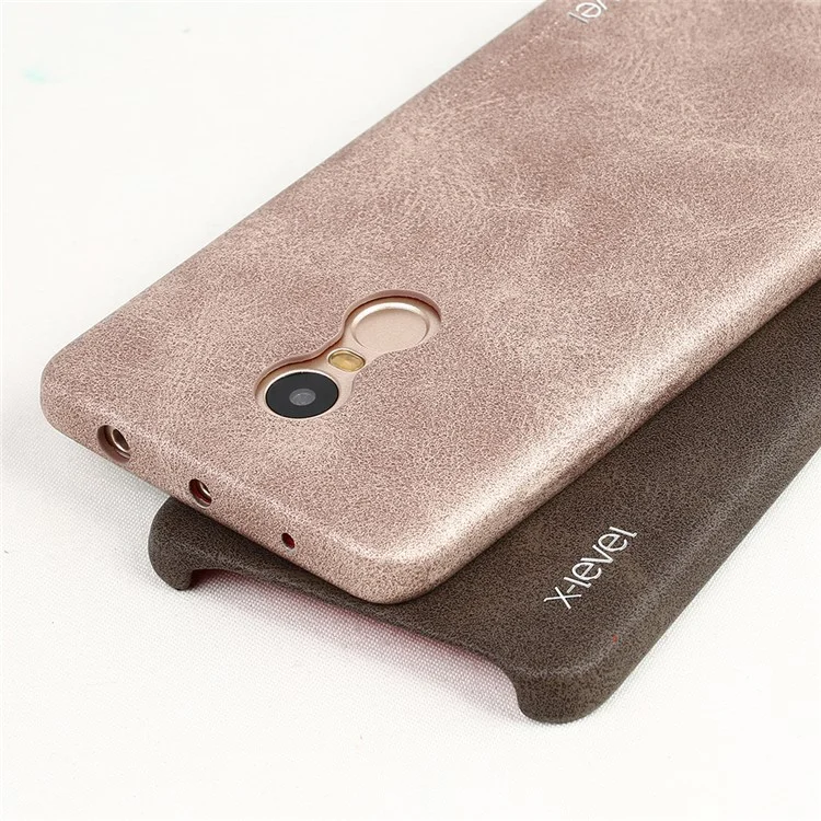 X-LEVEL Vintage Series Leather Skin Hard Back Case for Xiaomi Redmi Note 4 - Gold