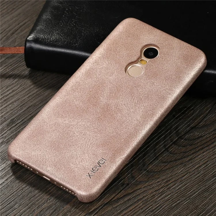 X-LEVEL Vintage Series Leather Skin Hard Back Case for Xiaomi Redmi Note 4 - Gold