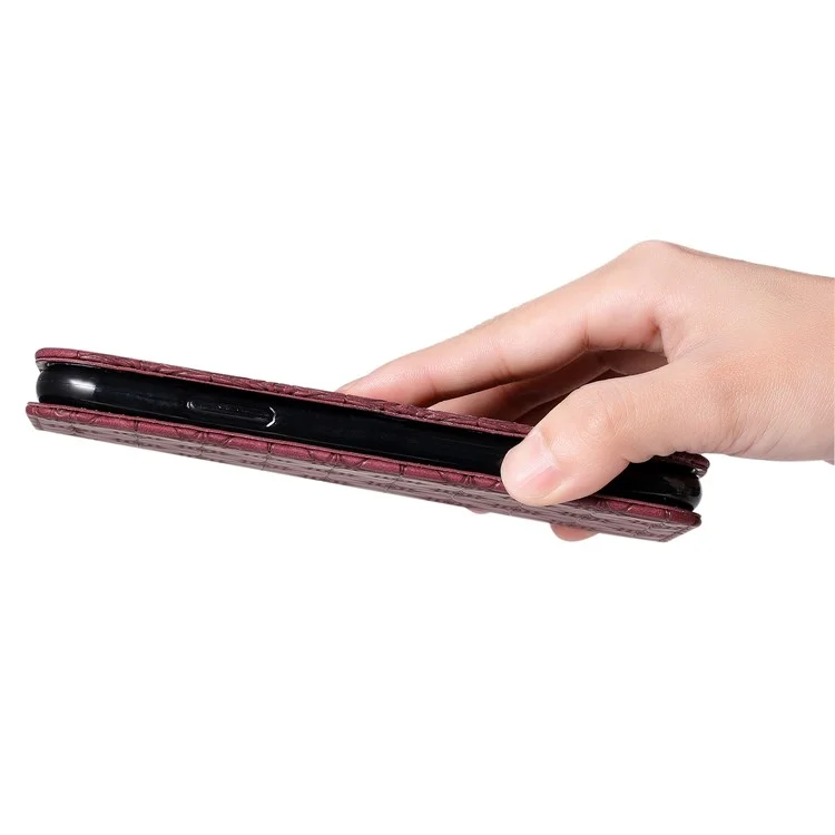 Imprint Flower Texture Cover with Card Slots for Xiaomi Redmi 9 - Wine Red