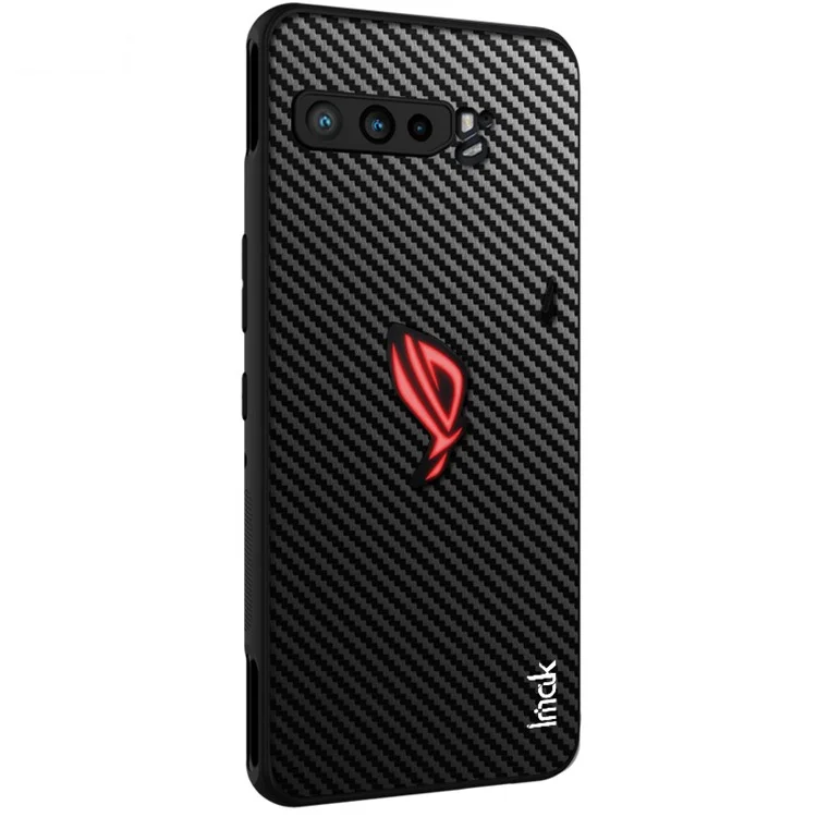 IMAK LX-5 Series para Asus ROG Phone 3 ZS661KS/Phone 3 Strix Funda de Piel PU + PC + TPU con Película de Pantalla - Textura de Fibra de Carbono