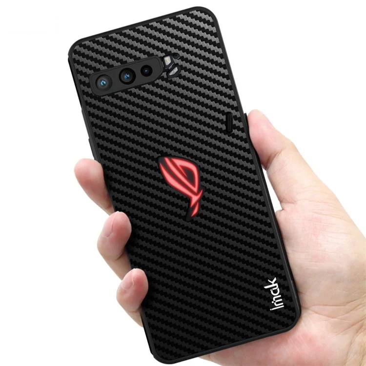 IMAK LX-5 Series para Asus ROG Phone 3 ZS661KS/Phone 3 Strix Funda de Piel PU + PC + TPU con Película de Pantalla - Textura de Fibra de Carbono