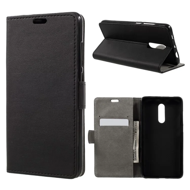 Faux Leather Wallet Cell Phone Case for Xiaomi Redmi Note 4X - Black