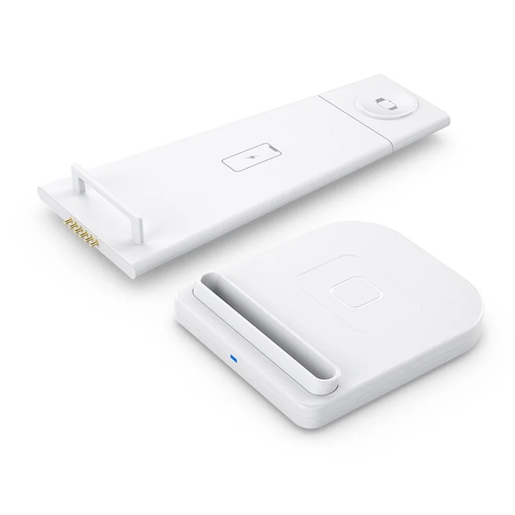 15W 3 En 1 QC 3.0 Soporte De Cargador Inalámbrico Vertical Dock De Carga Para Teléfono Móvil / Reloj De Apple / Airpods - Blanco