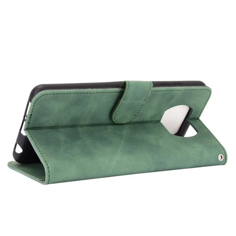 Haut-Berührungs-Schutz-Geldbörsen-Standfuß-Leder-Klappcase für Xiaomi Poco X3 NFC mit Empfangsloch - Grün
