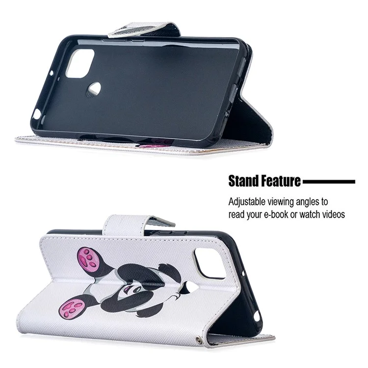 Pattern Printing Case Wallet Stand Leather Cover Protector for Xiaomi Redmi 9C/Redmi 9C NFC - Cute Panda