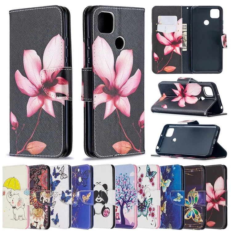 Pattern Printing Case Wallet Stand Leather Cover Protector for Xiaomi Redmi 9C/Redmi 9C NFC - Cute Panda