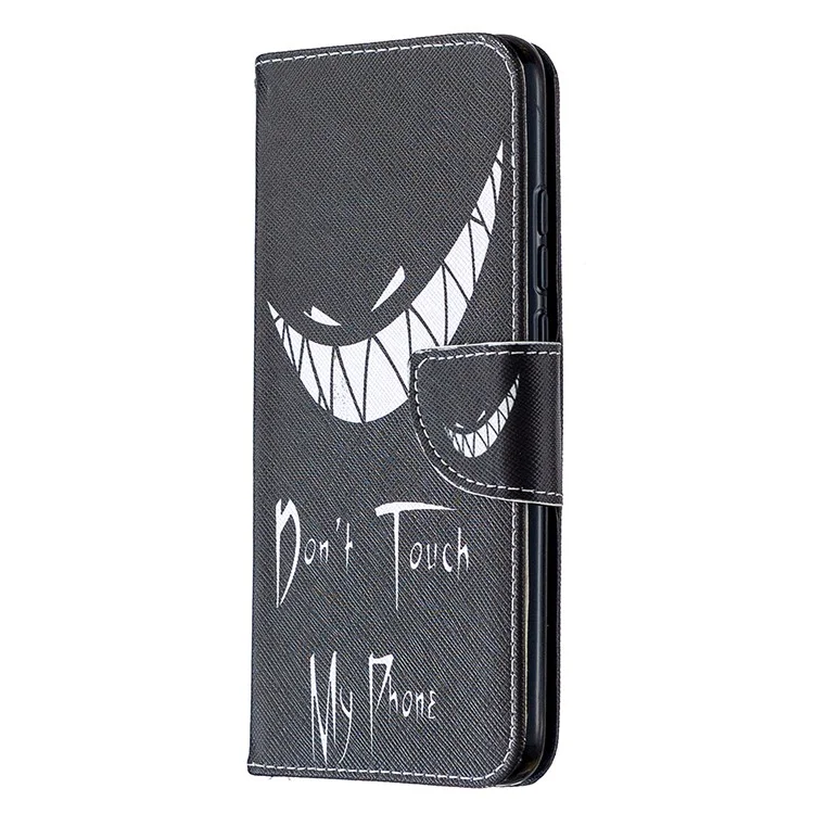 Pattern Printing Leather Wallet Protective Shell for Xiaomi Redmi 9C/Redmi 9C NFC - Don't Touch My Phone