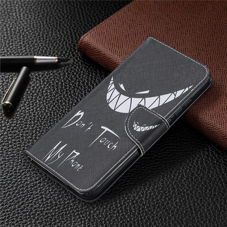 Pattern Printing Leather Wallet Protective Shell for Xiaomi Redmi 9C/Redmi 9C NFC - Don't Touch My Phone