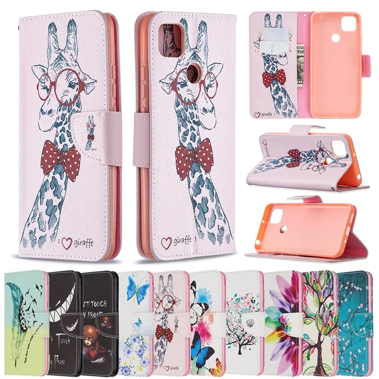 Pattern Printing Leather Wallet Protective Shell for Xiaomi Redmi 9C/Redmi 9C NFC - Don't Touch My Phone