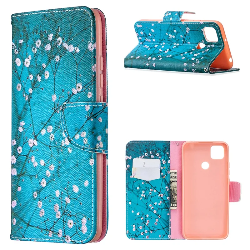 Pattern Printing Leather Wallet Protective Shell for Xiaomi Redmi 9C/Redmi 9C NFC - Vivid Flower