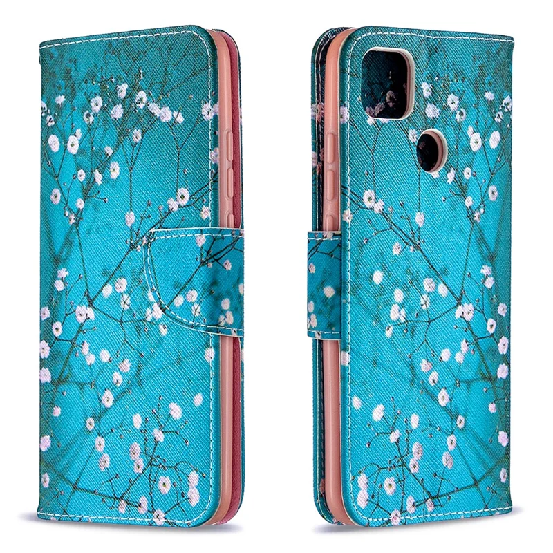 Pattern Printing Leather Wallet Protective Shell for Xiaomi Redmi 9C/Redmi 9C NFC - Vivid Flower