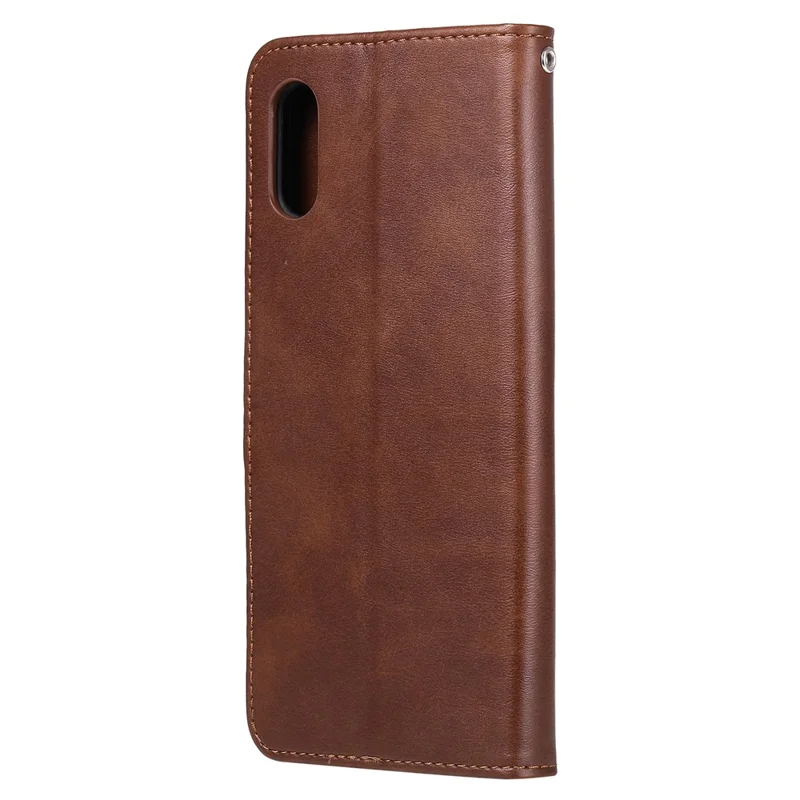 Zipper Pocket Wallet Leather Stand Case for Xiaomi Redmi 9A - Brown