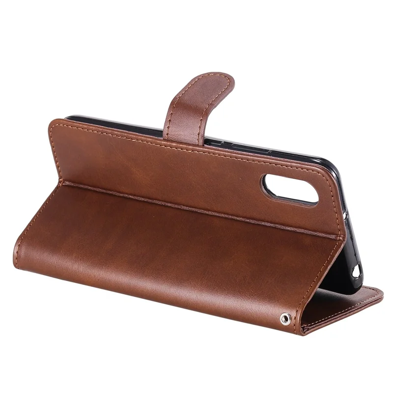 Zipper Pocket Wallet Leather Stand Case for Xiaomi Redmi 9A - Brown