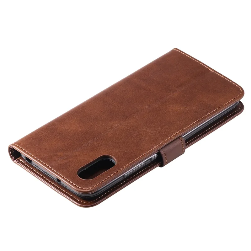 Zipper Pocket Wallet Leather Stand Case for Xiaomi Redmi 9A - Brown