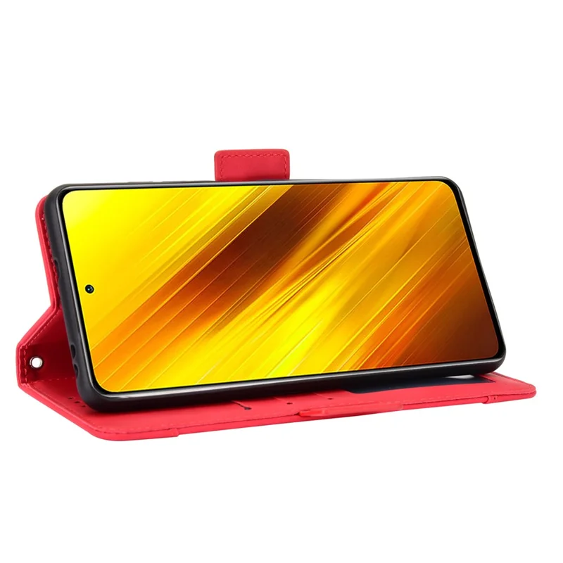 Wallet Stand Flip Leather Protective Case for Xiaomi Poco X3/Poco X3 NFC with A Separated Card Pocket Design - Red