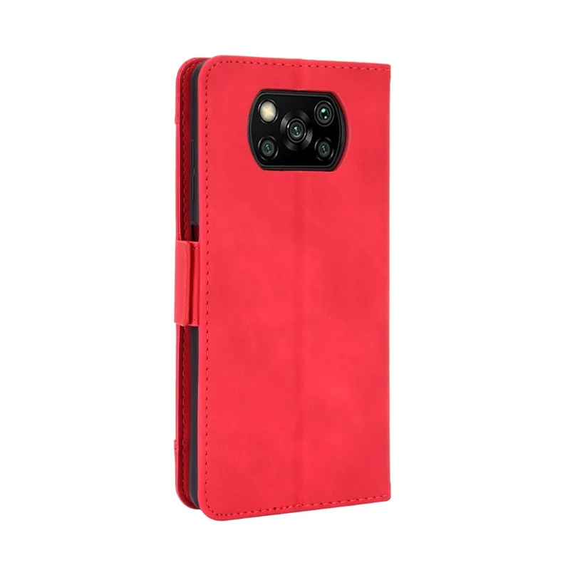 Wallet Stand Flip Leather Protective Case for Xiaomi Poco X3/Poco X3 NFC with A Separated Card Pocket Design - Red