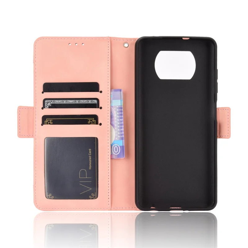 Wallet Stand Flip Leather Protective Case for Xiaomi Poco X3/Poco X3 NFC with A Separated Card Pocket Design - Pink