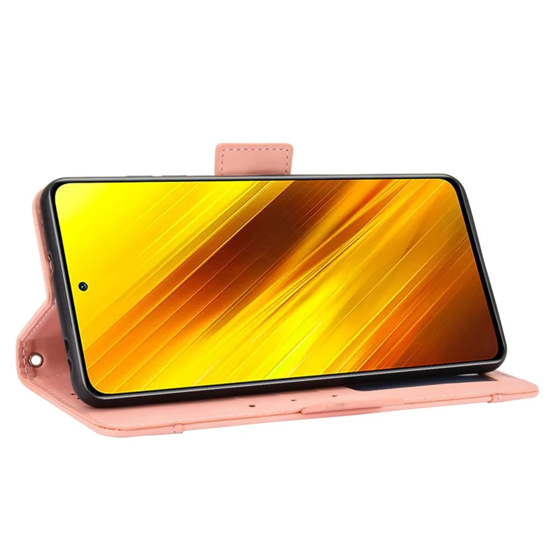 Wallet Stand Flip Leather Protective Case for Xiaomi Poco X3/Poco X3 NFC with A Separated Card Pocket Design - Pink