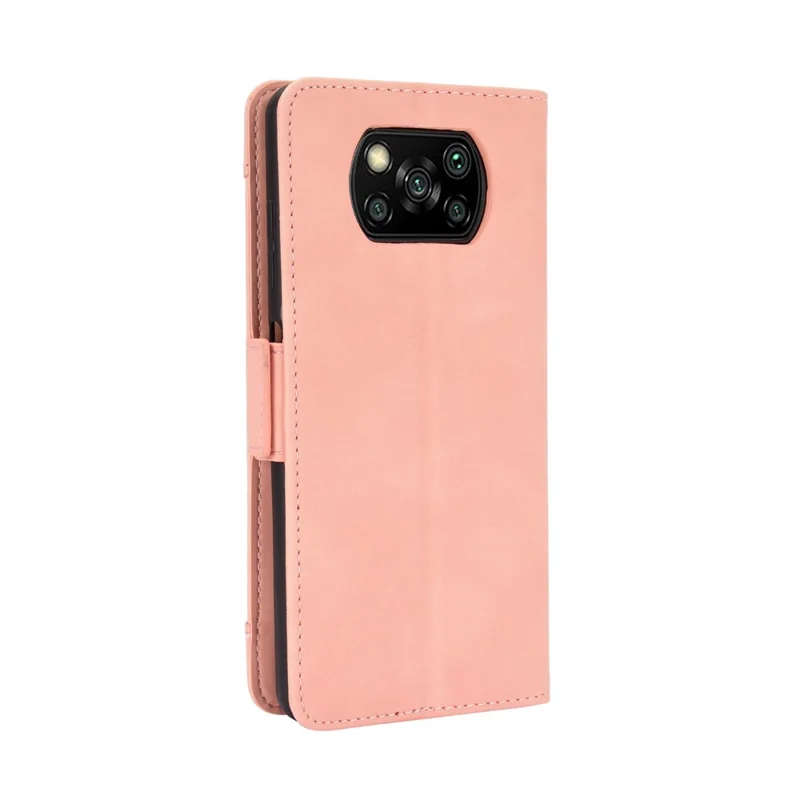 Wallet Stand Flip Leather Protective Case for Xiaomi Poco X3/Poco X3 NFC with A Separated Card Pocket Design - Pink