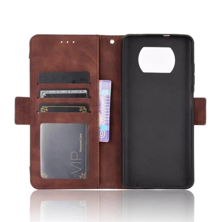 Wallet Stand Flip Leather Protective Case for Xiaomi Poco X3/Poco X3 NFC with A Separated Card Pocket Design - Brown