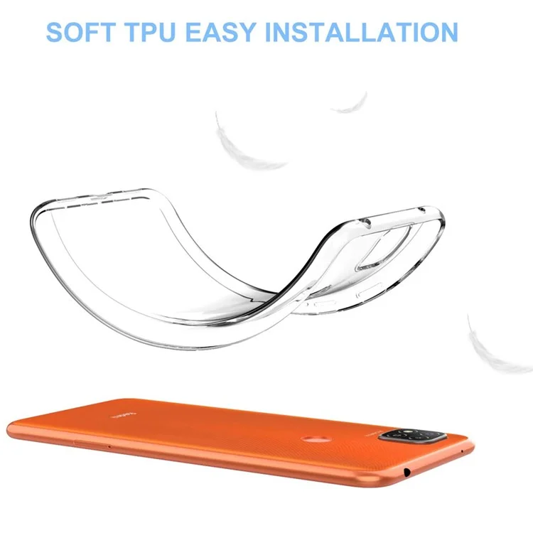 Transparent TPU Soft Phone Cover for Xiaomi Redmi 9C/Redmi 9C NFC with Tempered Glass Screen Film