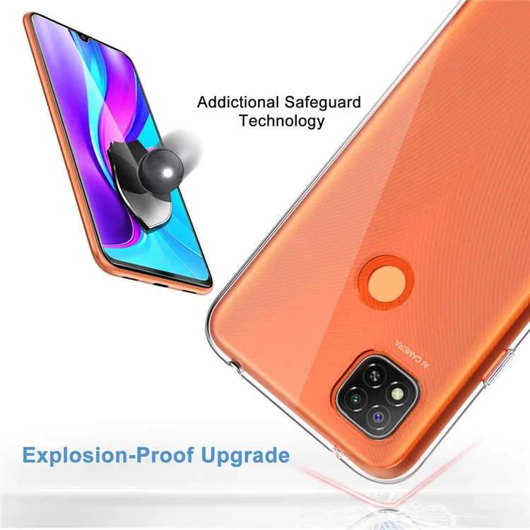 TPU TPU TPU Soft Telep Cover Para Xiaomi Redmi 9C/Redmi 9C NFC Con Película de Pantalla de Vidrio Templado