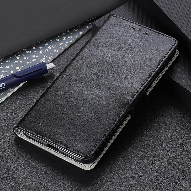 Leather with Wallet Crazy Horse Skin Cover for Xiaomi Poco X3 NFC - Black