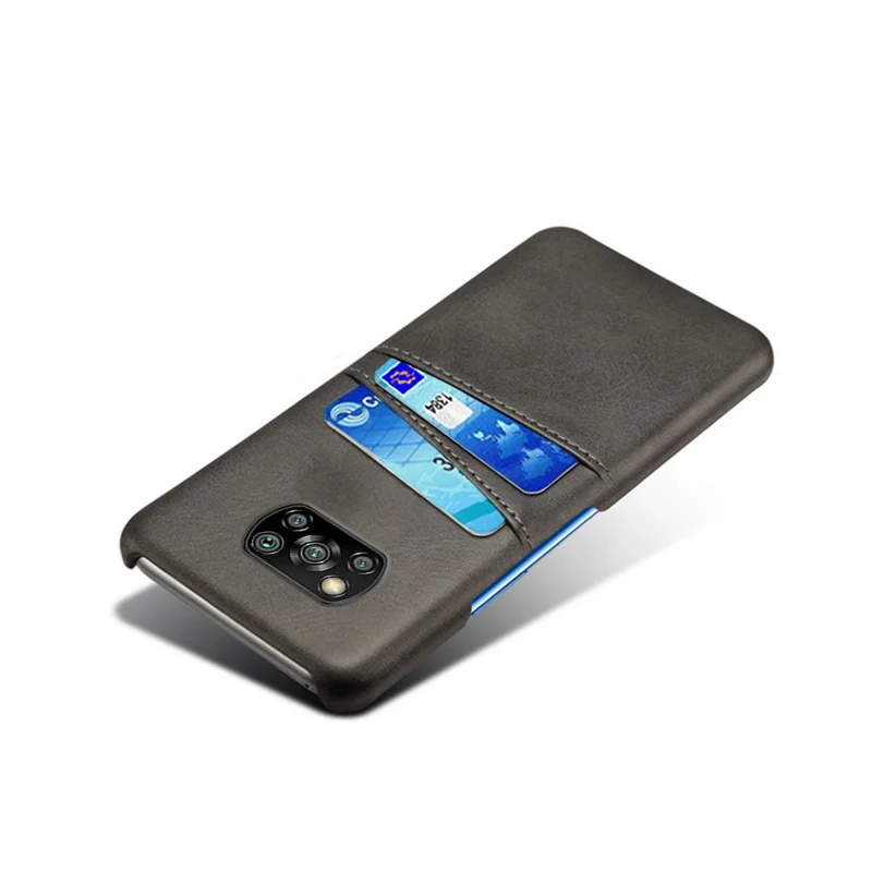 KSQ Hard Cover Double Card Slots PU Leather + Plastic Shell для Xiaomi Poco X3 NFC / Poco X3 - черный