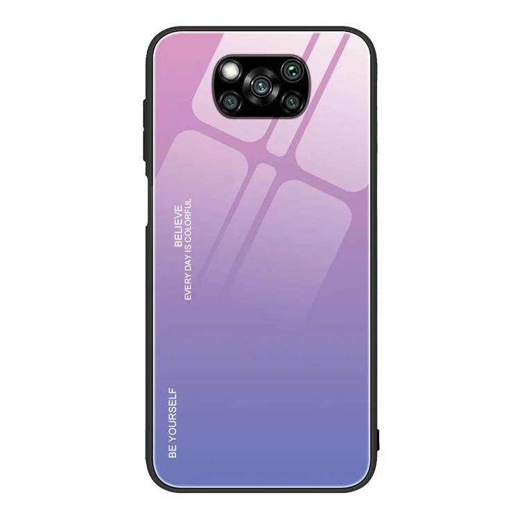 Gradient Shell Tempered Glass + PC + TPU Protector Case for Xiaomi Poco X3 NFC/Poco X3 - Pink / Blue