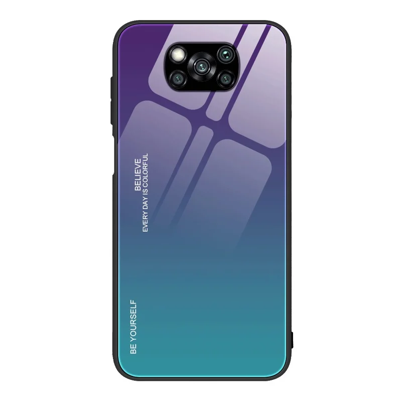 Gradient Shell Tempered Glass + PC + TPU Protector Case for Xiaomi Poco X3 NFC/Poco X3 - Purple / Blue