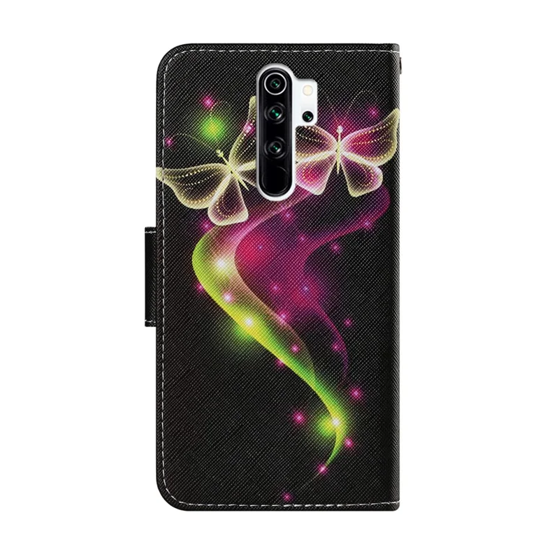 Pattern Printing Leather Wallet Stylish Stand Case with Handy Strap for Xiaomi Redmi 9 - Yellow Butterfly